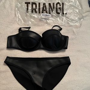 Black leather TRIANGL bikini set new in package size XL
